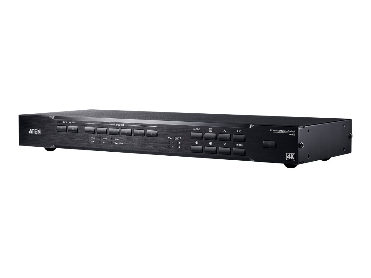 ATEN VP1920 9x2 4K Presentation Matrix Switch Video-/audioswitch HDMI/lomponentvideo/kompositvideo/VGA/DisplayPort/audio