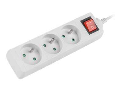 Lanberg PS1-03E-0300-W Stikdåse 3-stik 10A Hvid 3m