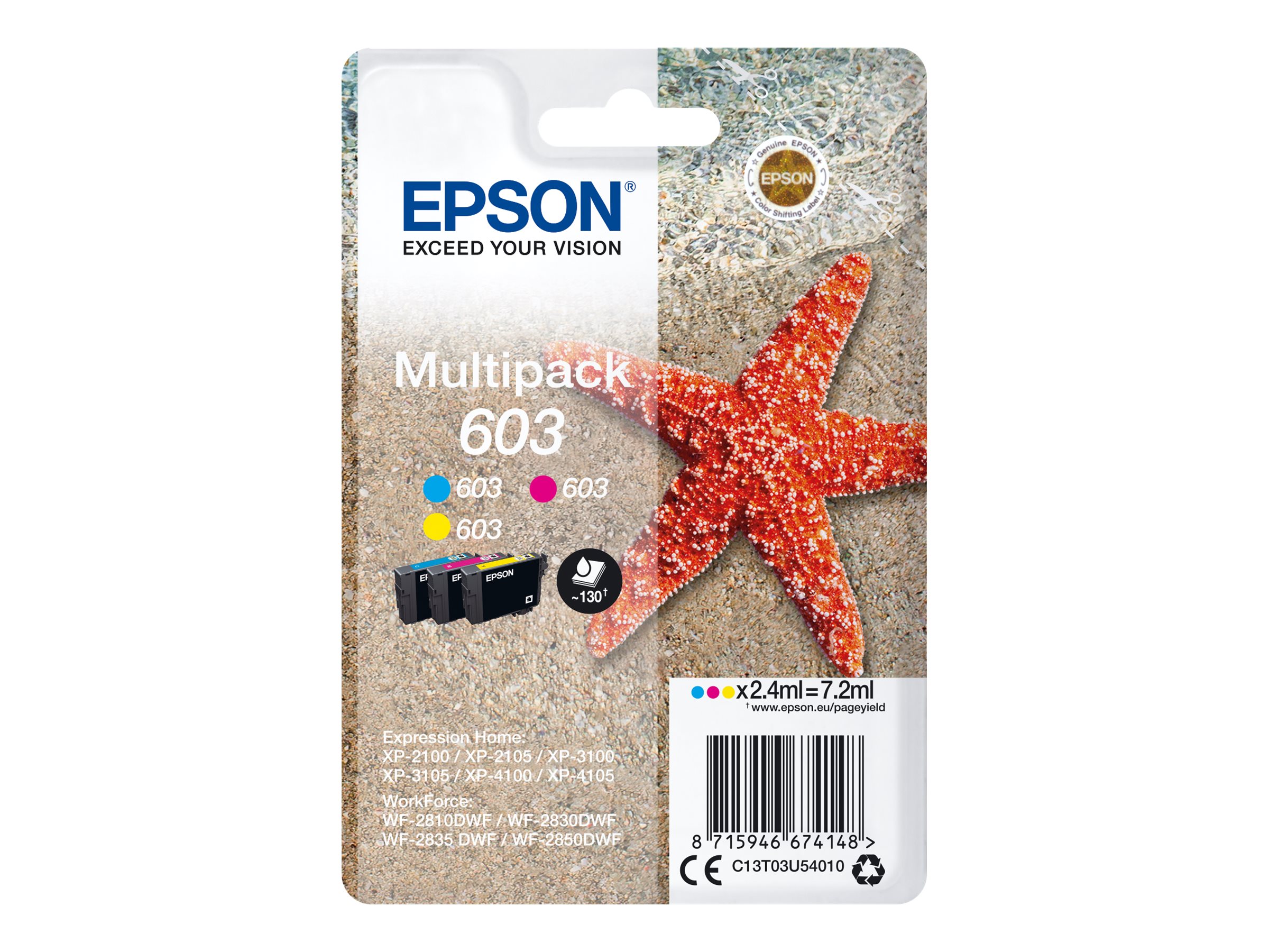 Epson 603 Multipack Gul Cyan Magenta Blæk C13T03U54020