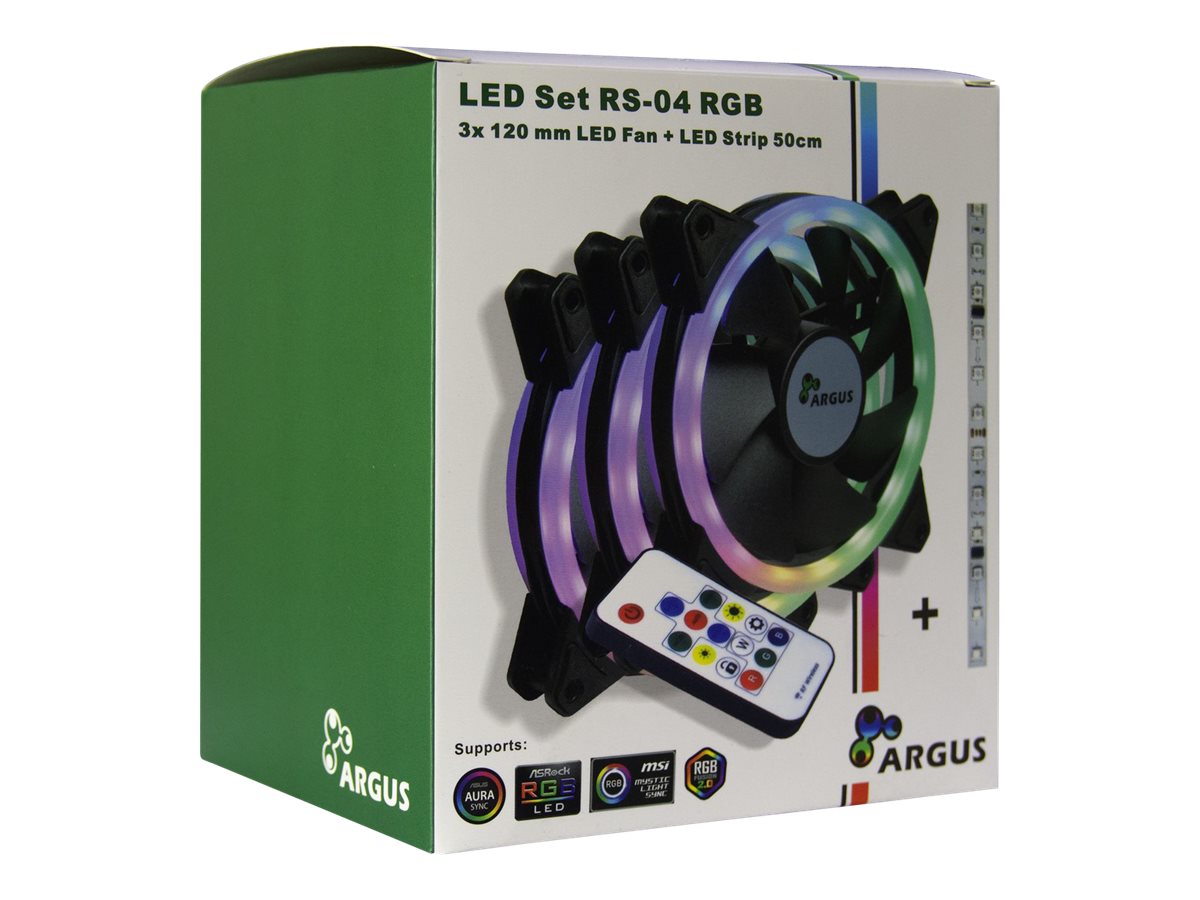 Argus RS-04 RGB Fan 3-pack Sort 120 mm