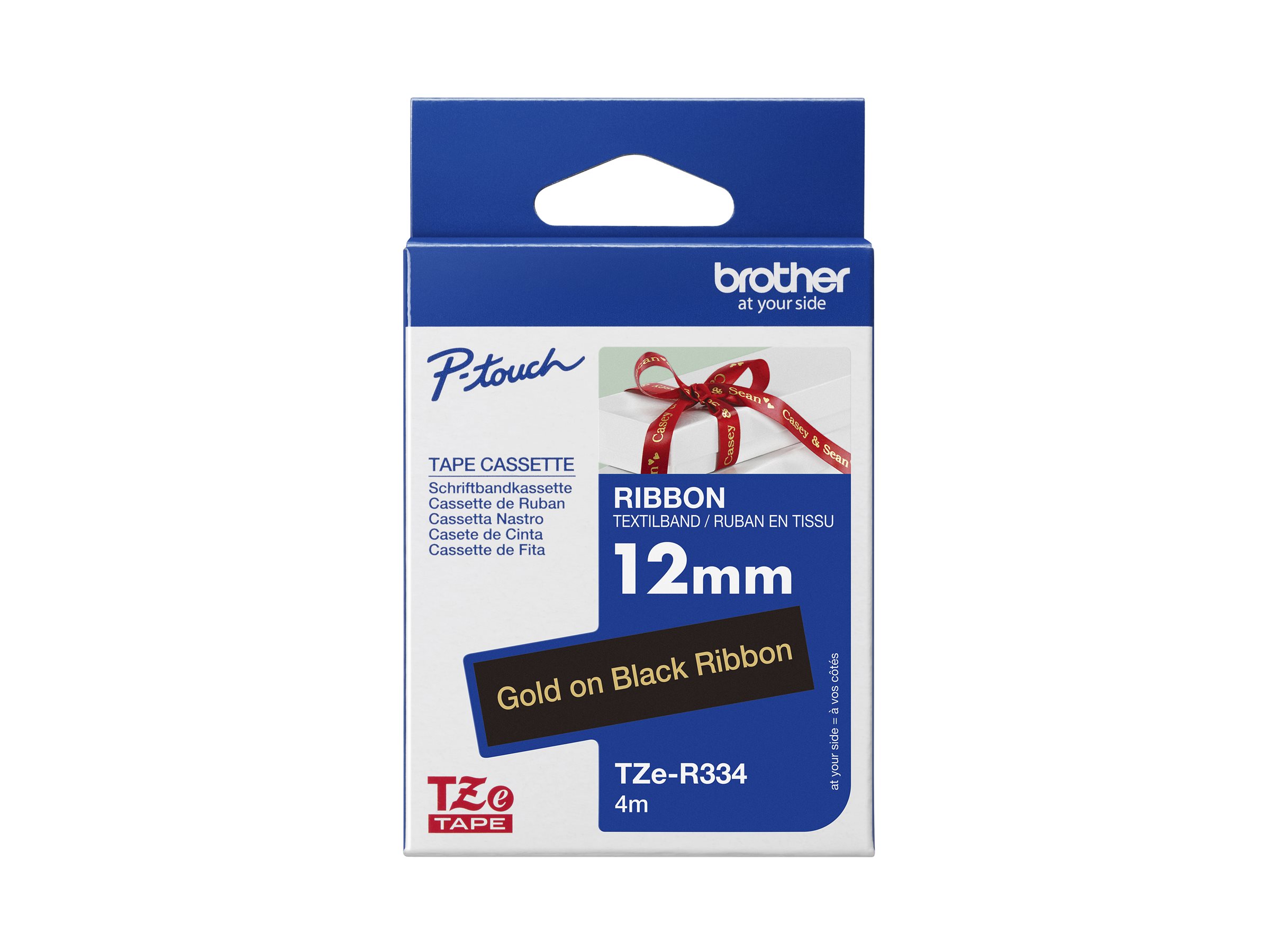 Brother TZe R334 Båndtape (1,2 cm x 4 m) 1kassette(r)