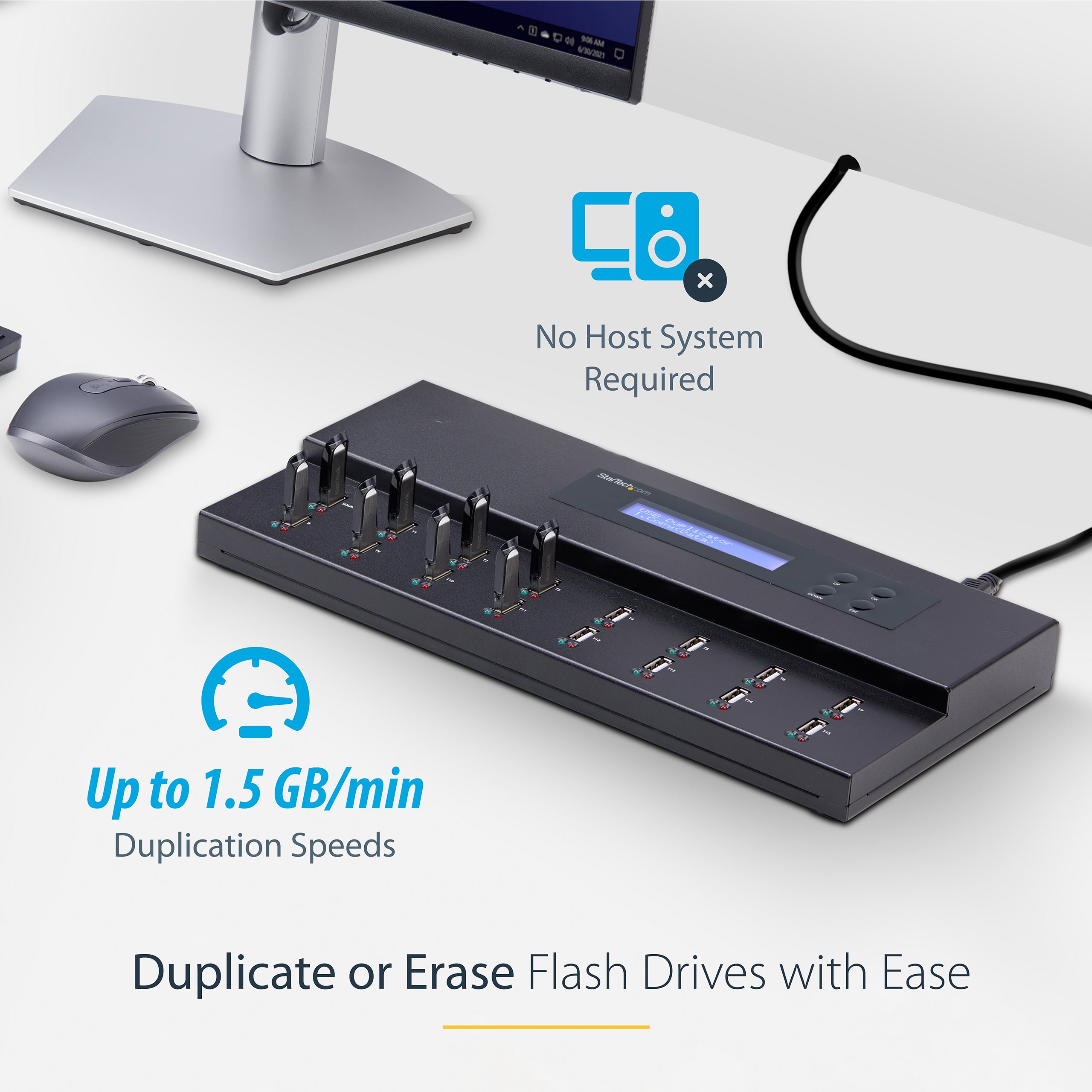 StarTech.com Standalone USB Duplicator - USB Duplicator and Eraser - USB 3.0, 2.0, 1.1 - 1 15 USB Flashdrive - USB Thumb Drive (USBDUPE115)