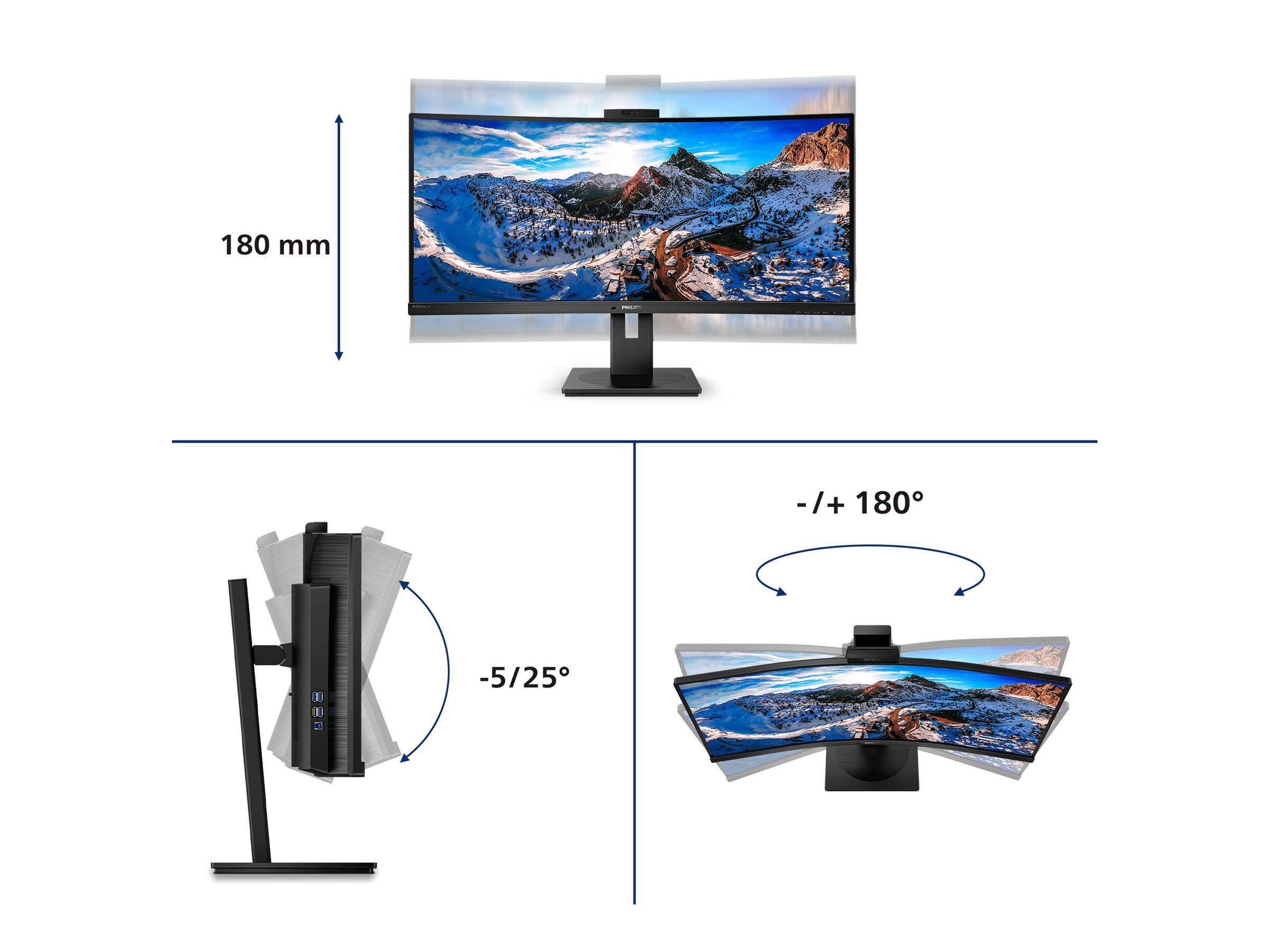 Philips P-line 346P1CRH 34 VA 3440 x 1440 (UltraWide) HDMI DisplayPort USB-C 100Hz