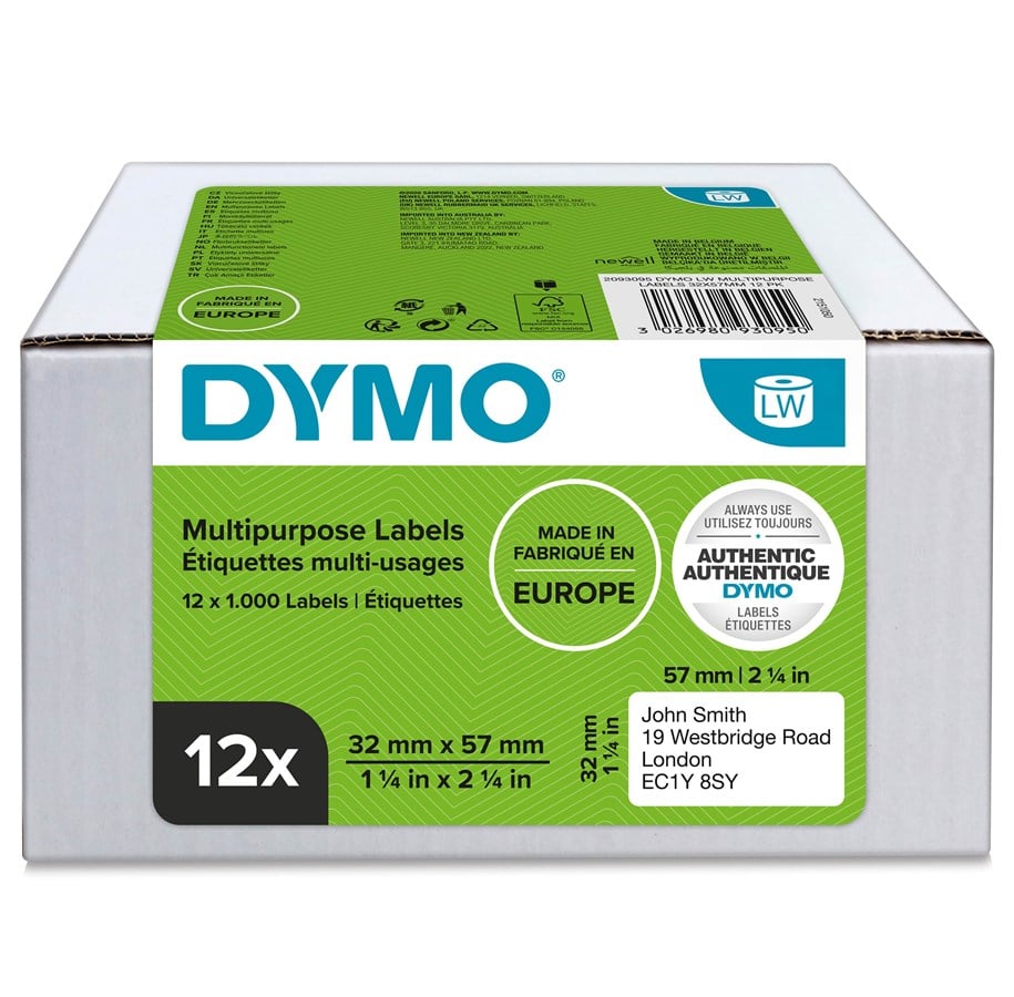 DYMO LW Multifunktionelle Etiketter, 32x57mm - 1000 St.