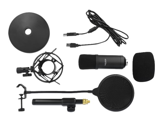 DeLOCK Professional USB Condenser Microphone Set for Podcasting and Gaming Mikrofon Kablet -38dB Sort