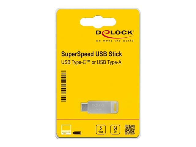 DeLOCK 64GB USB 3.2 Gen 1 / USB-C USB stick Sølv
