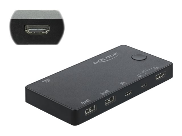 DeLock HDMI / USB-C KVM 4K 60 Hz USB 2.0 KVM / USB switch Desktop