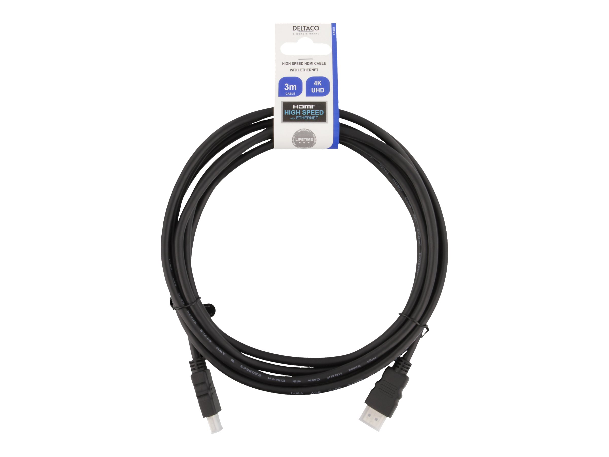 DELTACO HDMI han -> HDMI han 3 m Sort