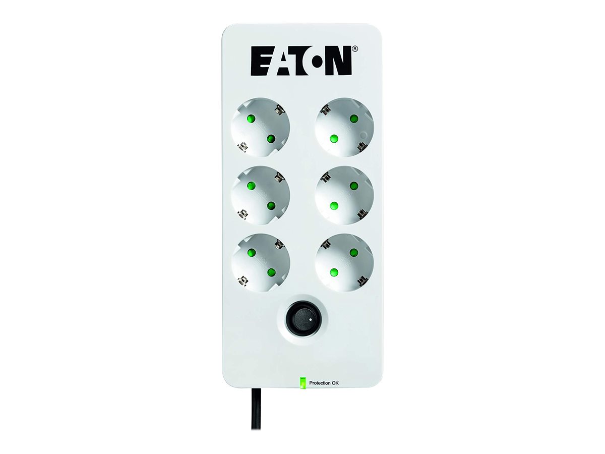 Eaton Protection Box 6 DIN Strømstødsbeskytter 6-stik 10A Hvid