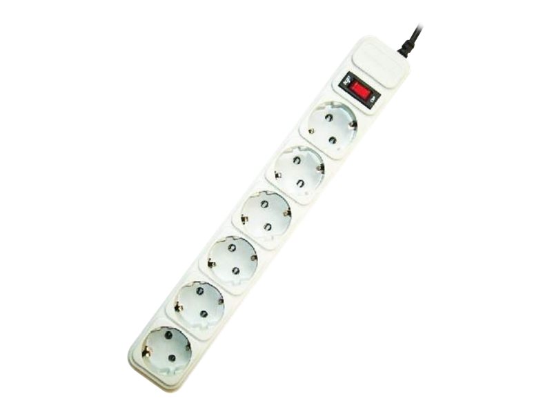 Gembird SPG6-B-10C Power Cube Strømstødsbeskytter 6-stik 16A Hvid