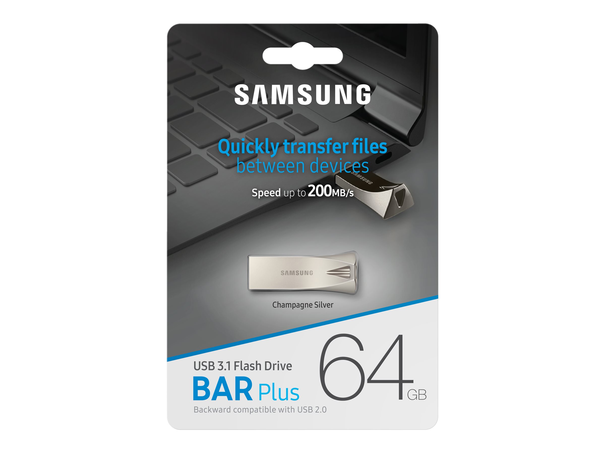 Samsung BAR Plus MUF-64BE3 64GB USB 3.1 Gen 1 USB stick Sølv