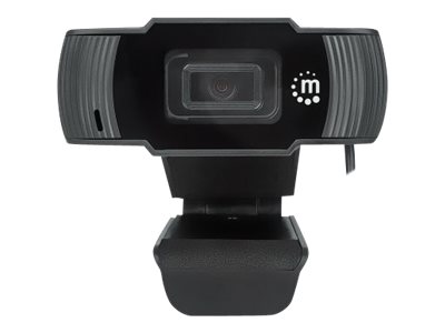 Manhattan USB Webcam, Two Megapixels, 1080p Full HD, USB-A, Integrated Microphone, Adjustable Clip Base, 30 frame per second, Black, Box 1920 x 1080 Webkamera Fortrådet