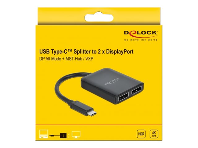 DeLock USB Type-C Splitter (DP Alt Mode) to 2 x DisplayPort MST / VXP Videosplitter DisplayPort