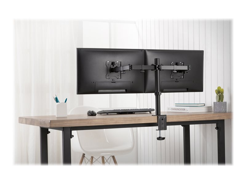Dual Monitor Clamp Mount 15-32inch - Max Weight 2 x 8 kg - Black