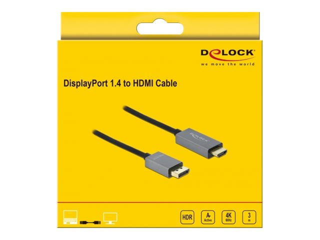 Delock Videoadapterkabel 1m Sort Grå