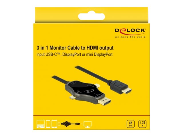 Delock 3 in 1 Videoadapter 1.75m Sort