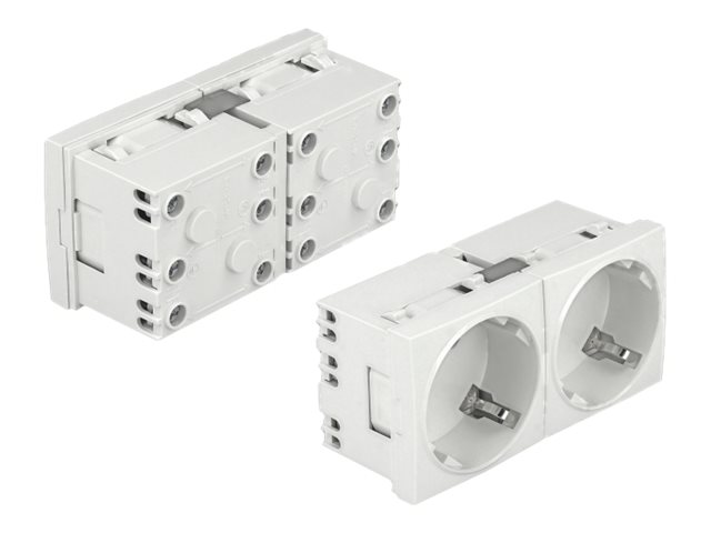 Delock Easy 45 - strømsokkelmekanisme - 2 strømsokler - hvid, RAL 9003