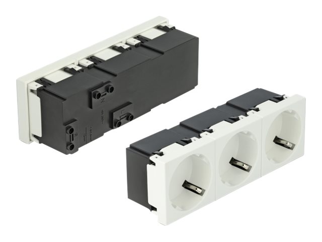 Delock Easy 45 - strømsokkel-outlet - 3 strømstik - hvid, RAL 9003 (pakke med 5)