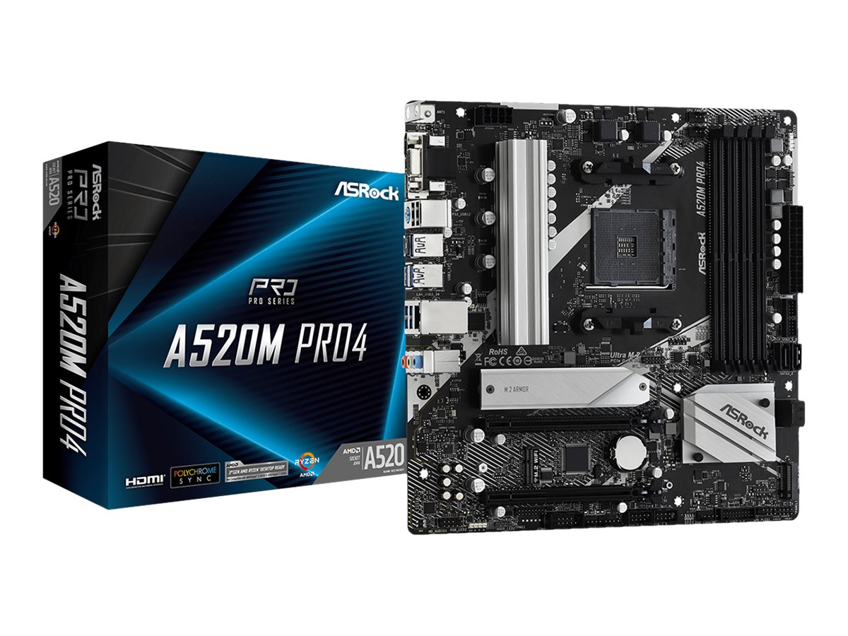 ASRock A520M Pro4 Micro-ATX AM4 AMD A520
