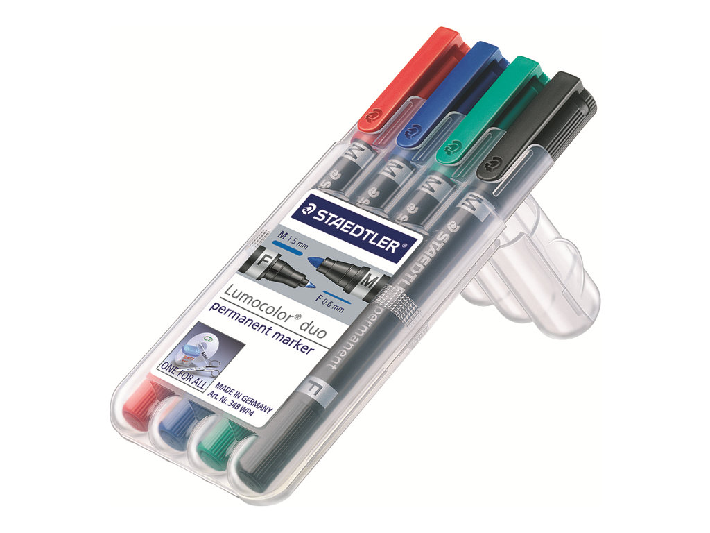 STAEDTLER Lumocolor duo Dobbeltspids-markør Sort Blå Grøn Rød