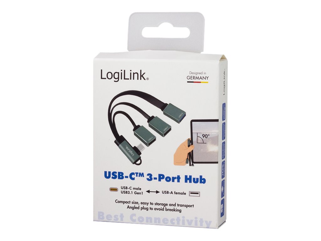 LogiLink USB-C 3-Port Hub Sort Grøn