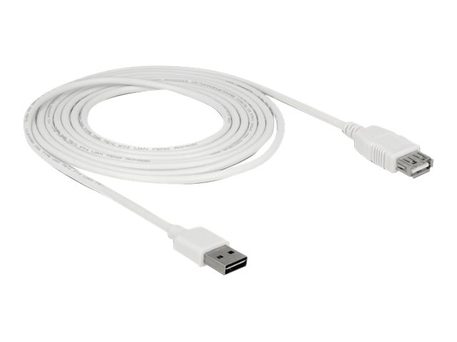 Delock Easy USB forlængerkabel 3m Hvid