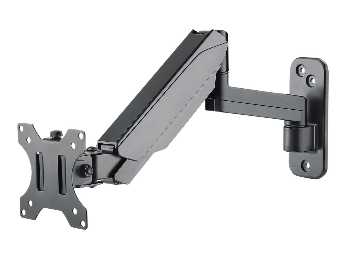 Manhattan TV & Monitor Mount, Wall, Spring Arm, 1 screen, Screen Sizes 17-32, Black, VESA 75x75 to 100x100mm, Max 8kg, Height Adjustable Swivel Arm (3 pivots), Lifetime Warranty