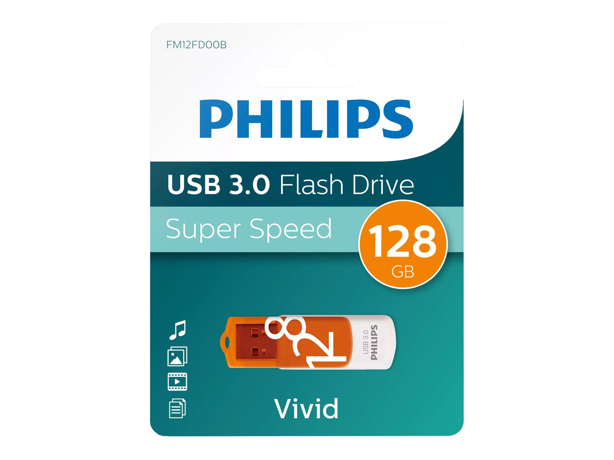 Philips FM12FD00B Vivid Edition 3.0 128GB USB 3.0 USB stick Orange Hvid