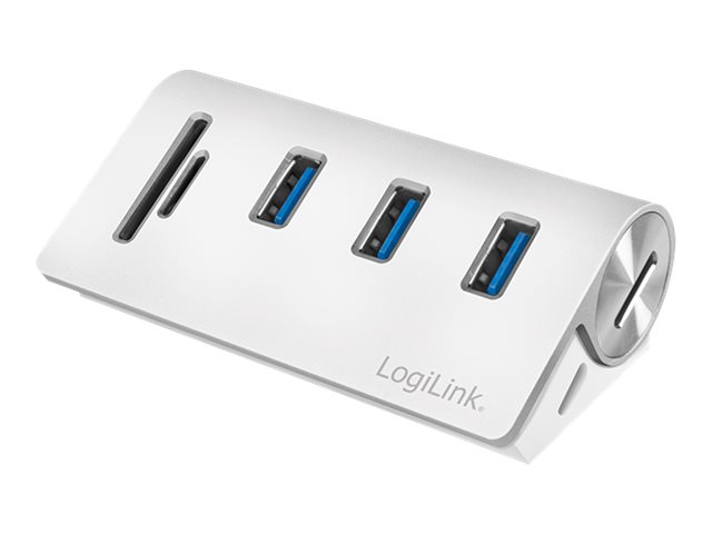 LogiLink USB 3.0 3-Port Hub with Card Reader Hvid
