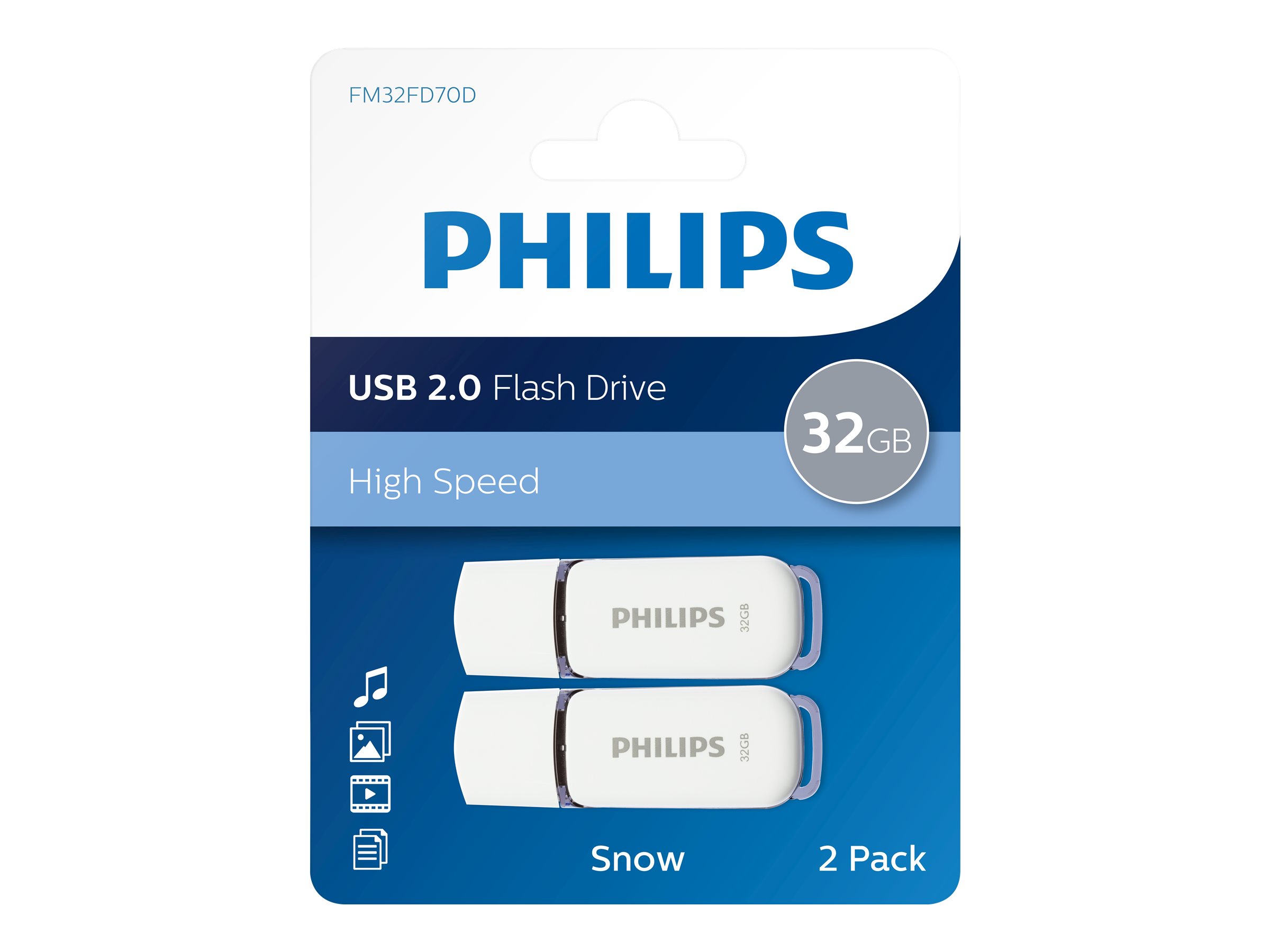 Philips FM32FD70D Snow Edition 2.0 32GB USB 2.0 USB stick Hvid