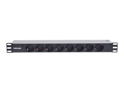 Intellinet 19 1.5U Rackmount 8-Way Power Strip - German Type, With LED Indicator Only, No Surge Protection, 1.6m Power Cord Stikdåse 8-stik 15A Sort 1.6m