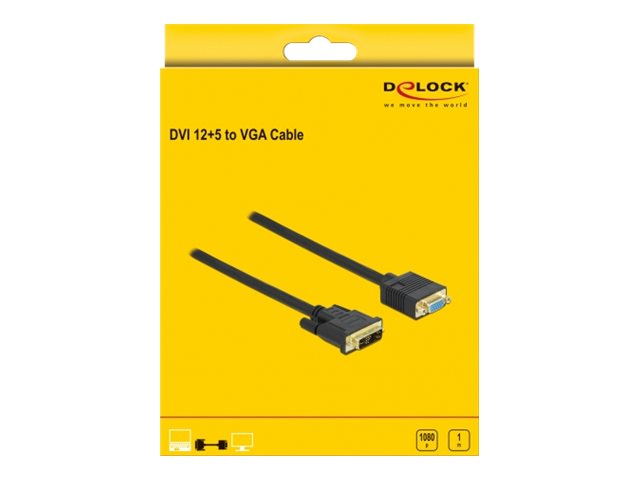 Delock Videoadapterkabel 1m Sort