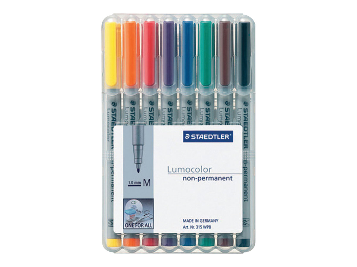 STAEDTLER Lumocolor 315 Markør Sort Blå Brun Grøn Orange Lilla Rød Gul
