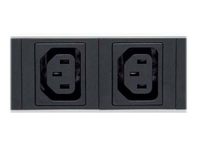 Intellinet 19 1U Rackmount Anti-Shedding 8-Output C13 Power Distribution Unit (PDU), With Removable Power Cable and Rear C14 Input (Euro 2-pin plug) Strømfordelingsenhed 8-stik Sort 2m