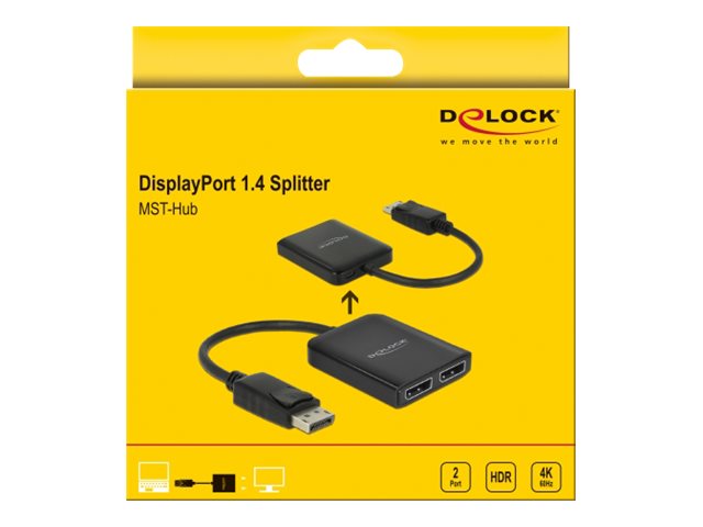 DeLock DisplayPort 1.4 Splitter 1 x DisplayPort to 2 x DisplayPort MST Video-/audiosplitter DisplayPort