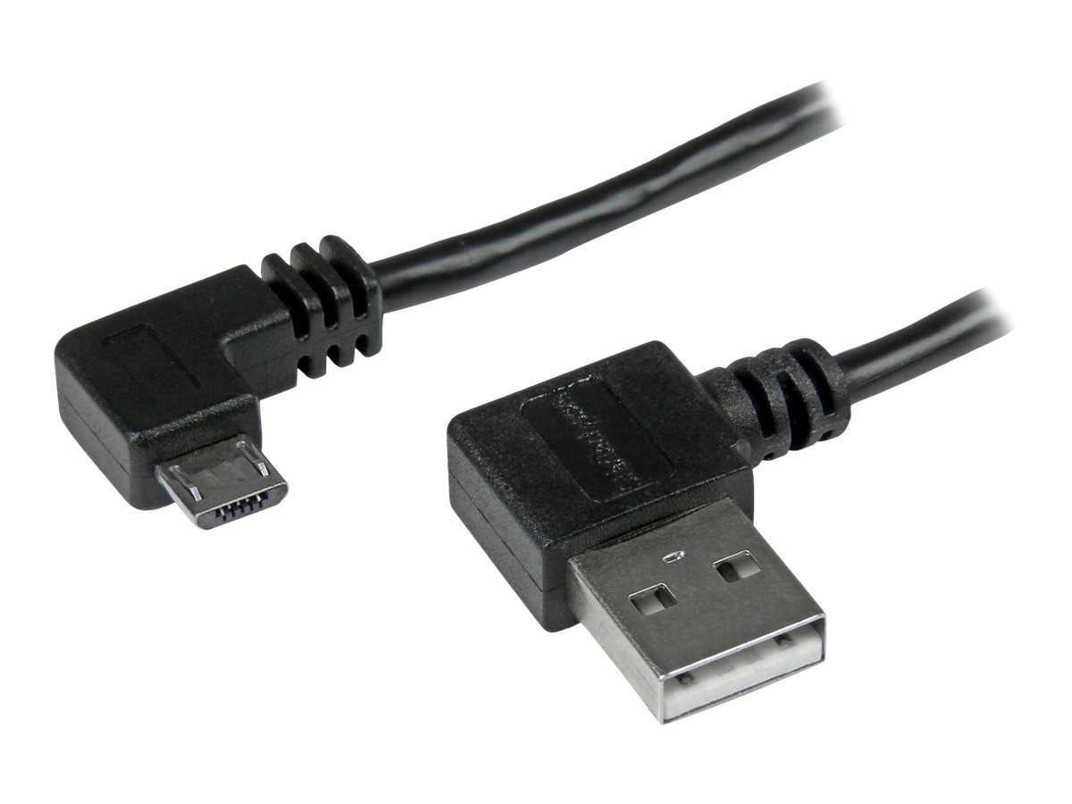 StarTech.com 1m 3 ft Micro-USB Cable with Right-Angled Connectors - M/M - USB A to Micro B Cable - 3ft Right Angle Micro USB Cable (USB2AUB2RA1M) USB-kabel 1m Sort