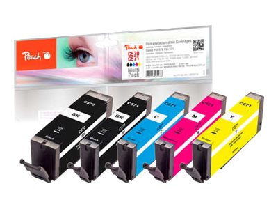 Peach Multi Pack Sort Gul Cyan Magenta Foto-sort Blæk PI100-336