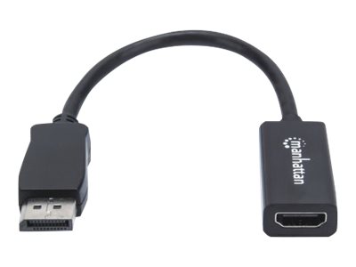 Manhattan DisplayPort 1.1 to HDMI Adapter Cable, 1080p@60Hz, Male to Female, Black, DP With Latch, Not Bi-Directional, Three Year Warranty, Polybag Videoadapter 20cm Sort