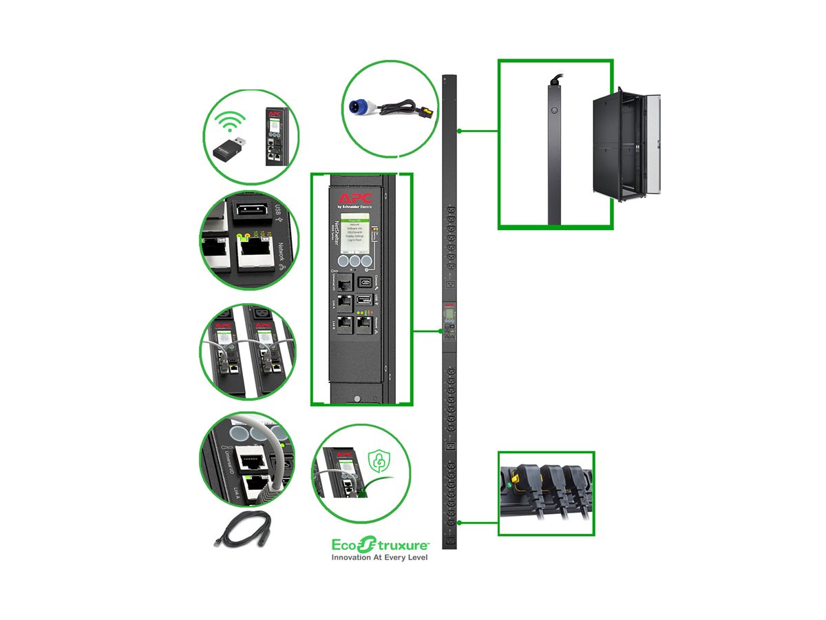 APC Rack PDU 9000 Switched APDU9959EU3 Power distribution unit 24-pin 16A Black 3m