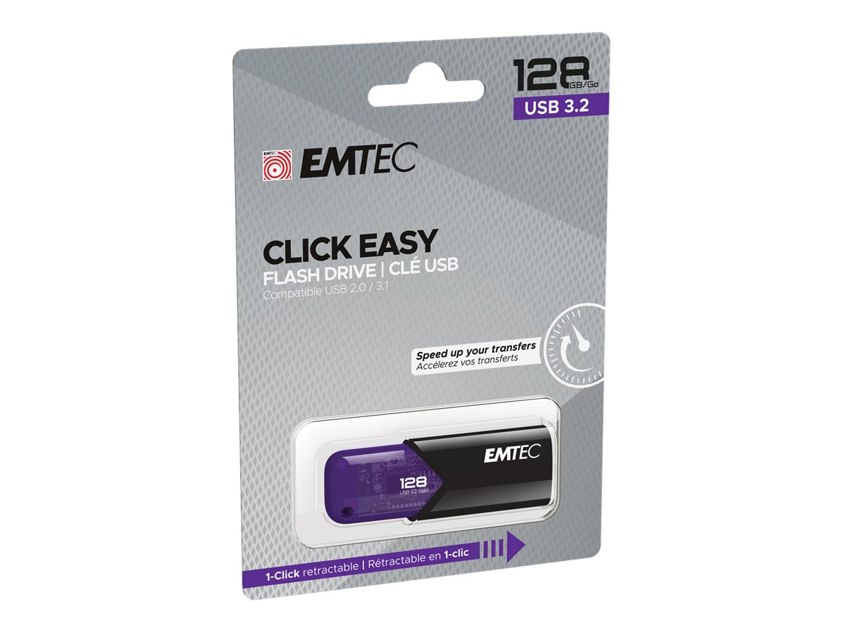 EMTEC B110 Click Easy 3.2 128GB USB 3.2 Gen 1 USB stick Sort Lilla
