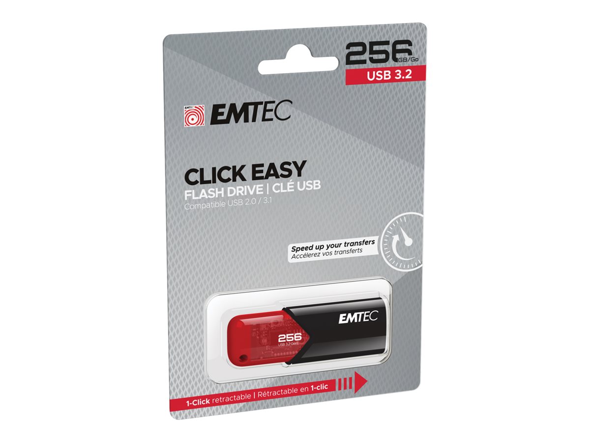 EMTEC B110 Click Easy 3.2 256GB USB 3.2 Gen 2 USB stick Sort Rød