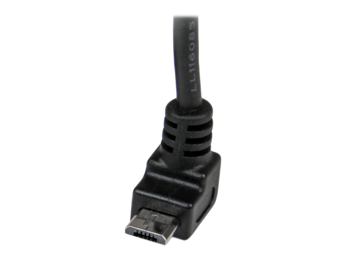StarTech.com 1m Micro USB Cable Cord - A to Up Angle Micro B - Up Angled Micro USB Cable - 1x USB A (M), 1x USB Micro B (M) - Black (USBAUB1MU) USB-kabel 1m Sort