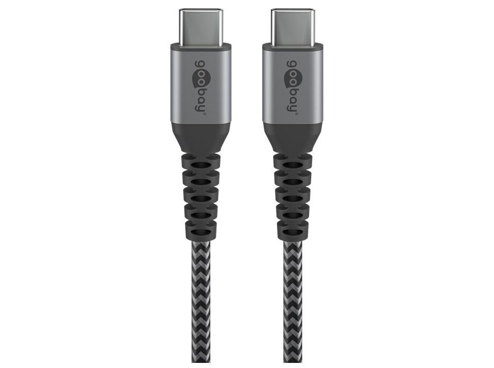 Goobay - USB-C ™ to USB-C ™ Textile Cable with Metal Plugs (Space Grey/Silver), 1 m