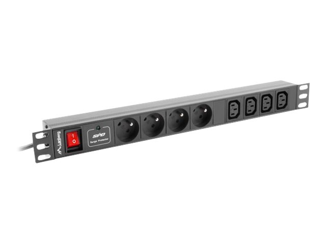 Lanberg PDU-04E04I-0200-IEC-BK Strømfordelingsenhed 8-stik 10A Sort 2m
