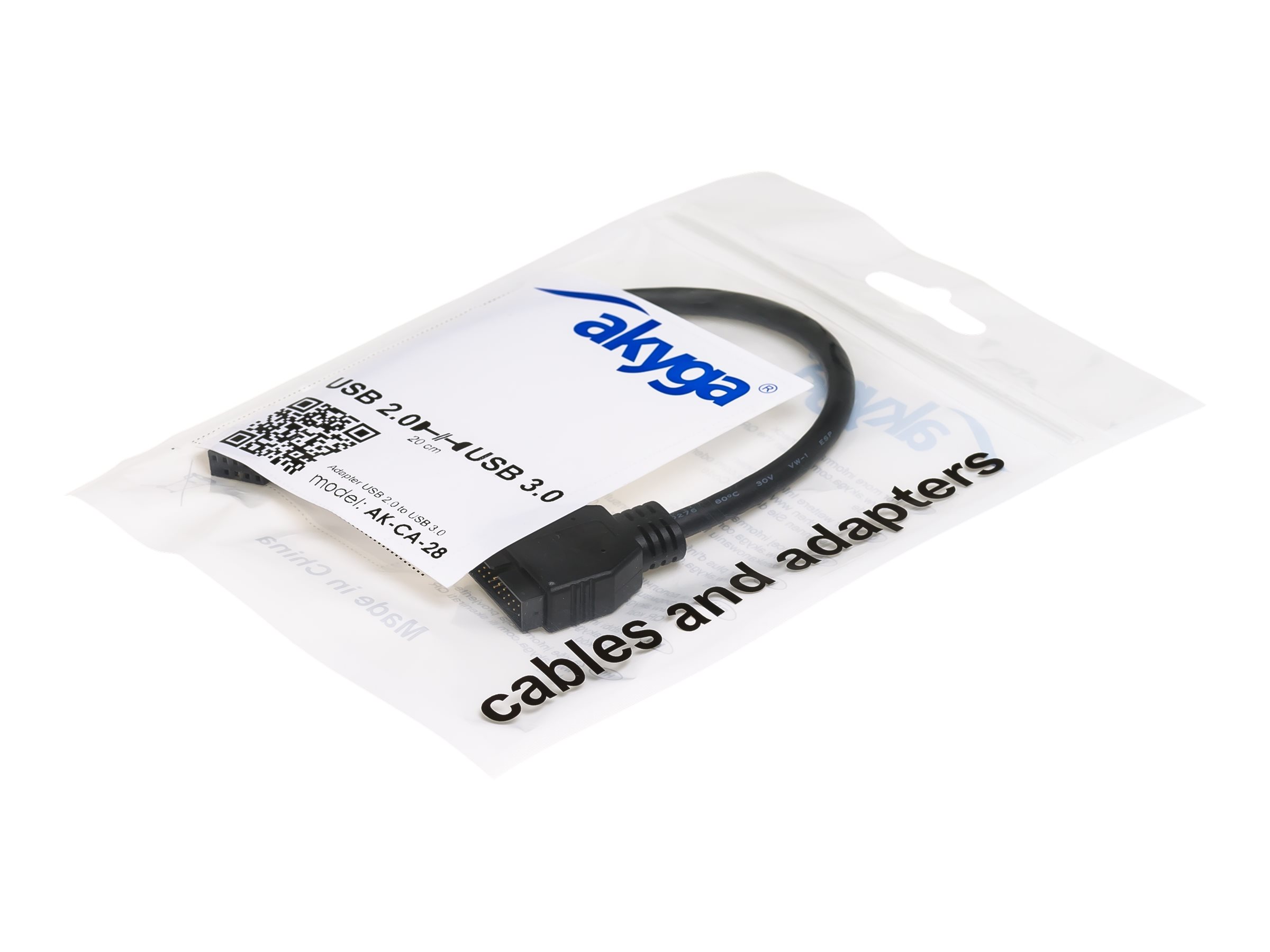 Akyga USB intern adapter 20cm Sort