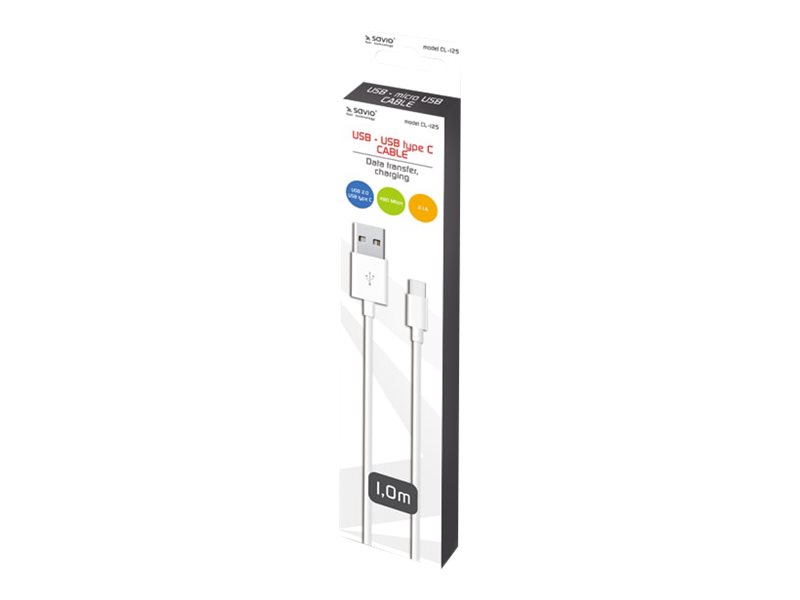 SAVIO CL-125 USB Type-C kabel 1m Hvid