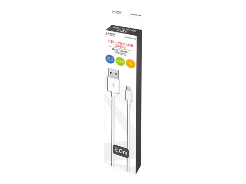 SAVIO CL-124 USB-kabel 2m Hvid