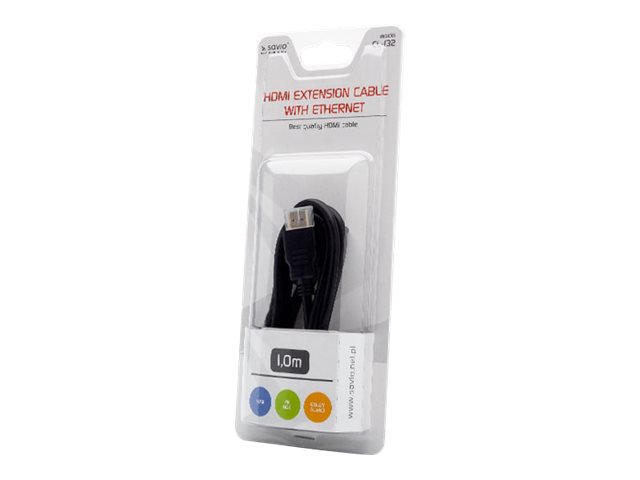 SAVIO HDMI han -> HDMI hun 4096 x 2160 - 24 Hz 1 m Sort