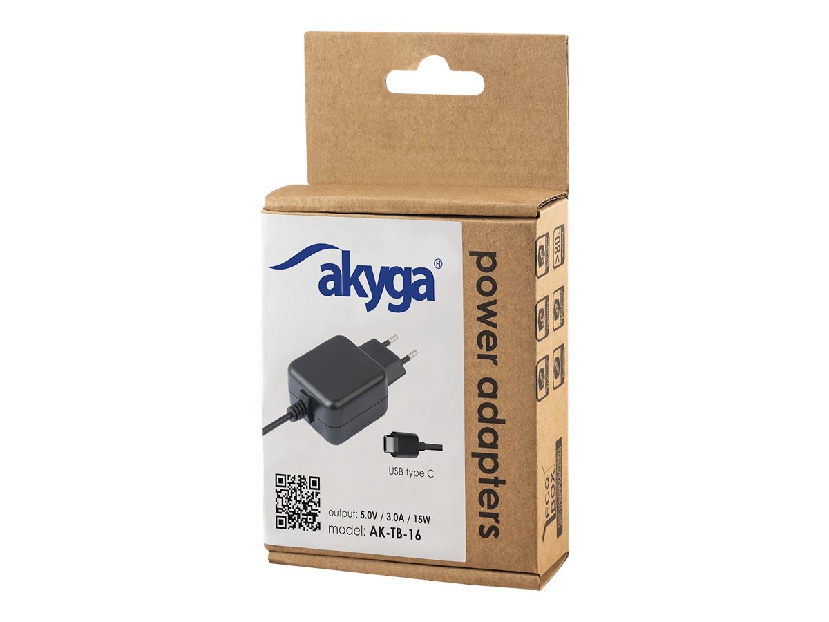 Akyga Strømforsyningsadapter 15Watt Europlug (strøm CEE 7/16)