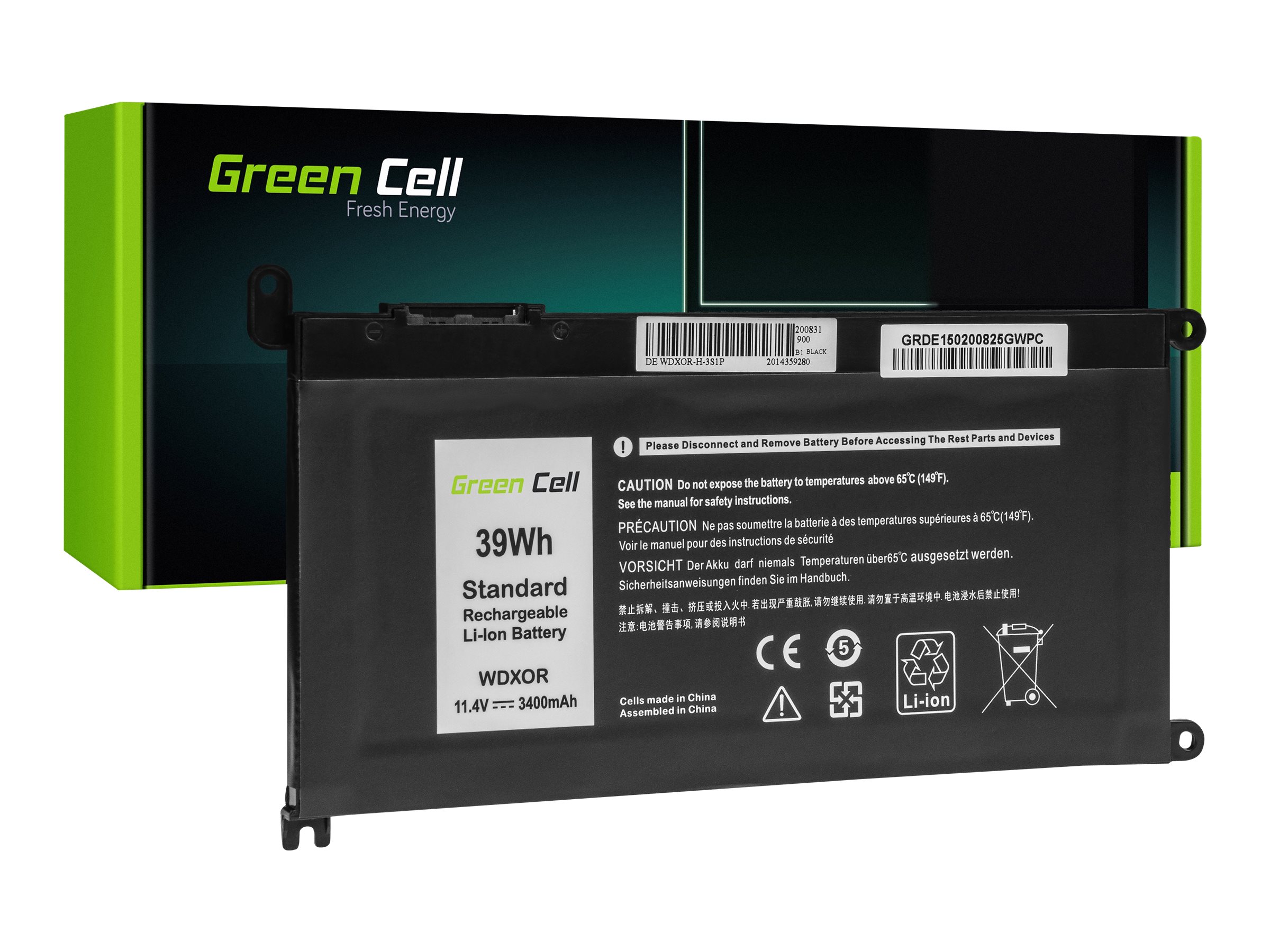 Green Cell Batteri til bærbar computer Litium-polymer 3400mAh